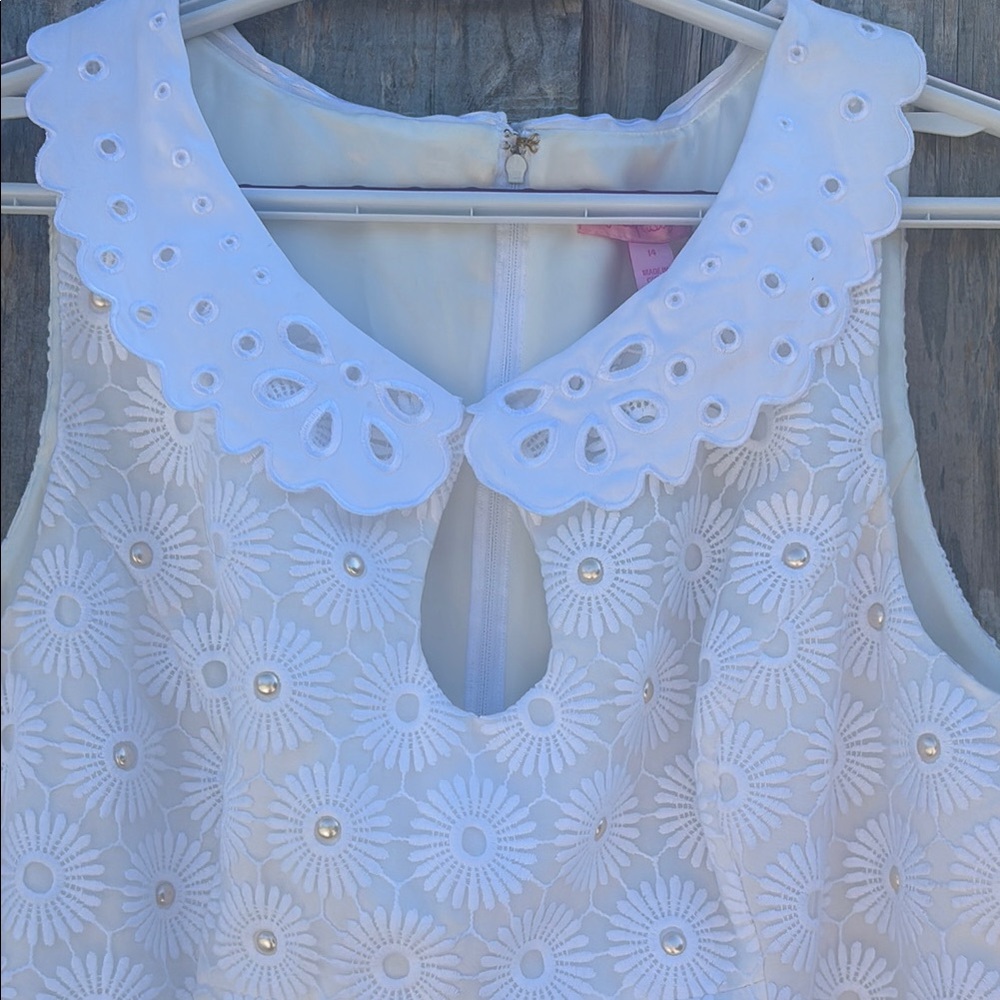 Lilly Pulitzer Nicci dress-14 Resort white-pinwheel organza - Picture 8 of 16